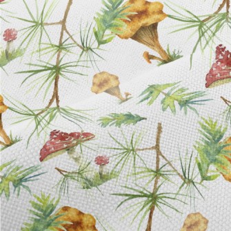 Pine Leaves And Colorful Mushr Performance Linen