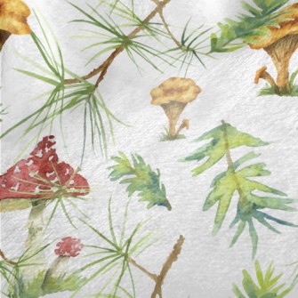 Pine Leaves And Colorful Mushr Minky