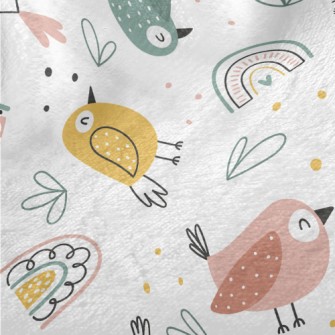 Rainbow And Colorful Birds Minky