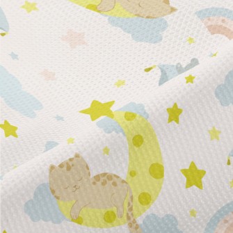 Cat Sleeping On The Moon Piqué