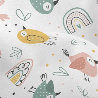 Rainbow And Colorful Birds Lightweight Performance Linen