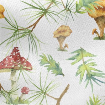 Pine Leaves And Colorful Mushr Jersey Backed Fleece