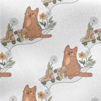 Kitten On Roller Skates Jersey Backed Fleece
