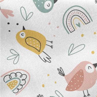Rainbow And Colorful Birds Jersey Backed Fleece