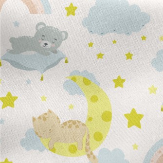 Cat Sleeping On The Moon Jersey Backed Fleece