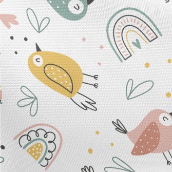 Rainbow And Colorful Birds Pongee