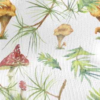 Pine Leaves And Colorful Mushr Stretch Jersey