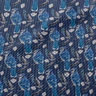 Blue Jay With Beautiful Feathe Birdseye Piqué