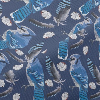 Blue Jay With Beautiful Feathe Piqué