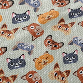 Naughty Cat With Rich Expressi Birdseye Piqué