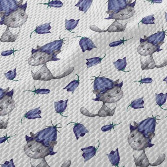 Cat Wearing Blue Bellflowers Birdseye Piqué
