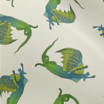 Scary Blue-green Flying Dragon Chiffon