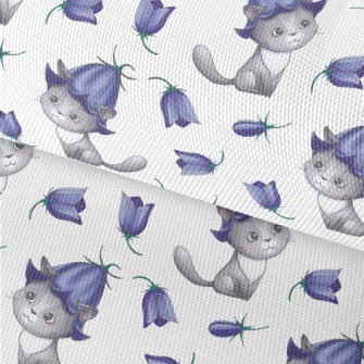 Cat Wearing Blue Bellflowers Waterproof Oxford