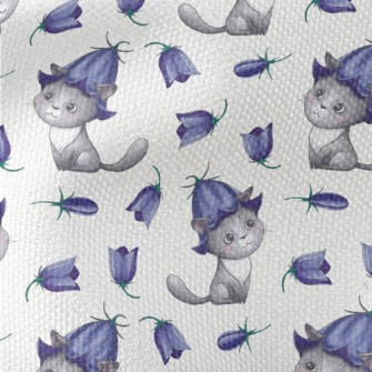 Cat Wearing Blue Bellflowers Waterproof Canvas