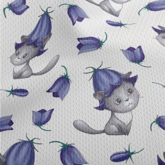 Cat Wearing Blue Bellflowers Athletic Mesh Flat Back