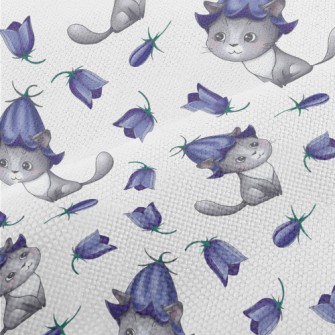 Cat Wearing Blue Bellflowers Performance Linen
