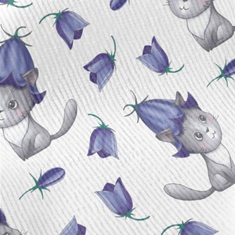 Cat Wearing Blue Bellflowers Standard Corduroy