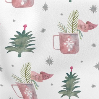 Watercolor Christmas Elements Stretch Ponte