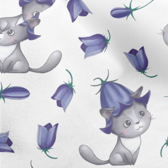 Cat Wearing Blue Bellflowers Micro Fleece