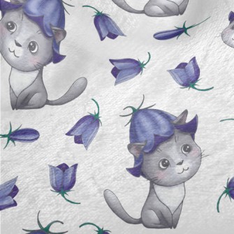 Cat Wearing Blue Bellflowers Minky