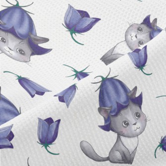 Cat Wearing Blue Bellflowers Piqué