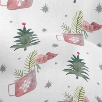 Watercolor Christmas Elements Lightweight Performance Linen