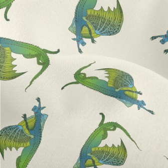 Scary Blue-green Flying Dragon Lightweight Performance Linen