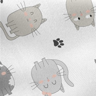 The Quirky Gray Cat Jersey Backed Fleece