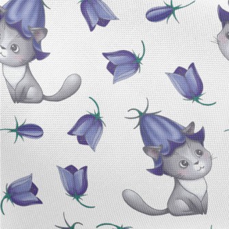 Cat Wearing Blue Bellflowers Pongee