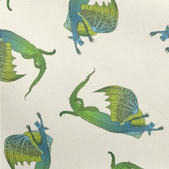 Scary Blue-green Flying Dragon Pongee