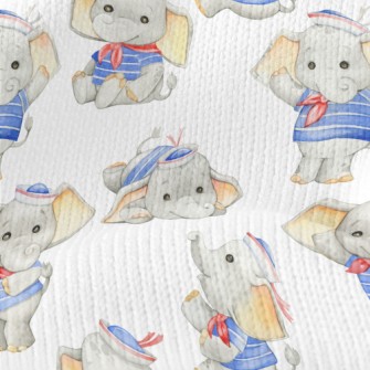 Baby Elephant In Sailor Suit Stretch Jersey