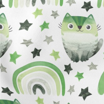 Romantic Moon And Proud Kitten Lightweight Cotton Poplin