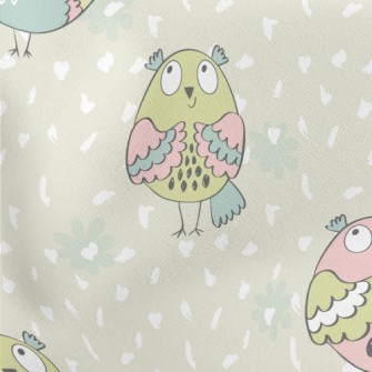 Cartoon Version Of Big-eyed Ow Lightweight Cotton Poplin