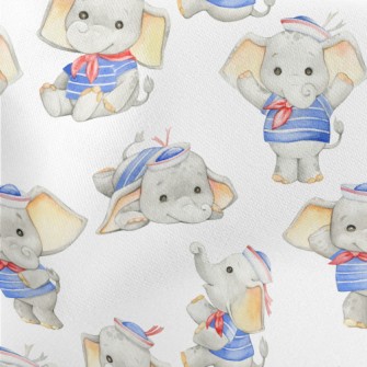 Baby Elephant In Sailor Suit Lightweight Cotton Poplin