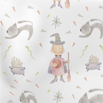 Short-haired Witch Holding A P Lightweight Cotton Poplin