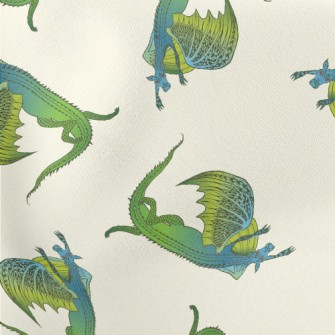 Scary Blue-green Flying Dragon Lightweight Cotton Poplin