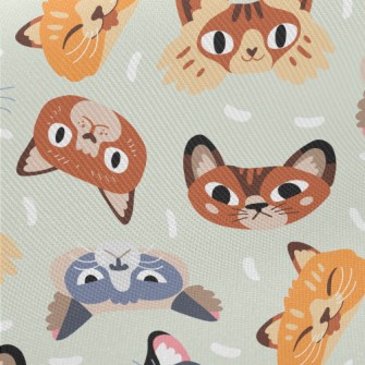 Naughty Cat With Rich Expressi Midweight Cotton Poplin