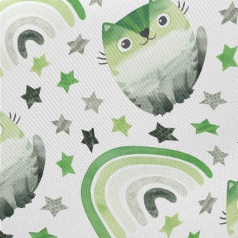 Romantic Moon And Proud Kitten Midweight Cotton Poplin
