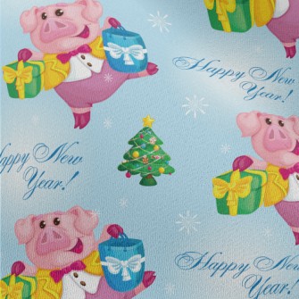 Pink Pig Decorated With Lights Chiffon
