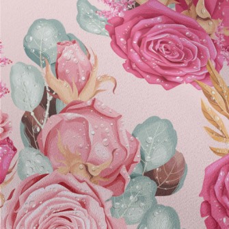 Retro Realistic Pink Roses Chiffon