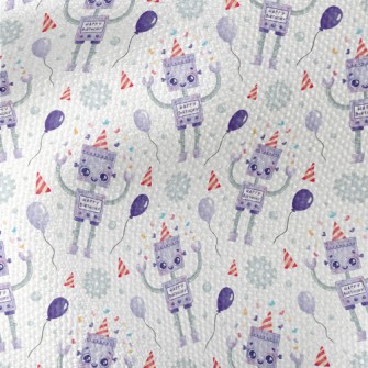 Cartoon Robot Celebrating Birt Waterproof Canvas
