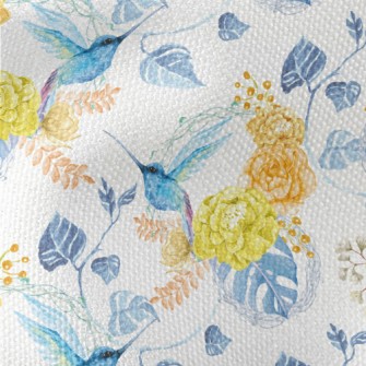 Blue Hummingbird Next To Bloom Waterproof Canvas