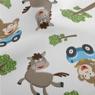 A Driving Monkey Chasing A Hor Athletic Mesh Flat Back