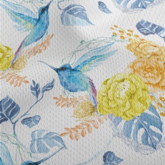 Blue Hummingbird Next To Bloom Athletic Mesh Flat Back