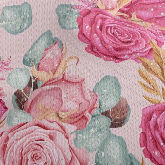 Retro Realistic Pink Roses Athletic Mesh Flat Back