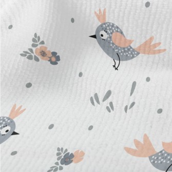 Gray Bird And Small Flowers Terry