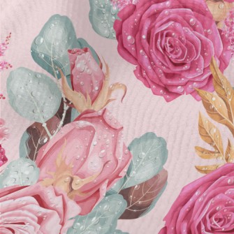 Retro Realistic Pink Roses Terry