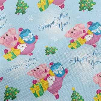 Pink Pig Decorated With Lights Performance Linen