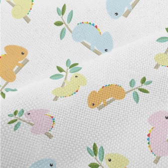 Colorful Chameleon On A Branch Performance Linen