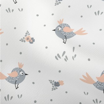 Gray Bird And Small Flowers Dobby